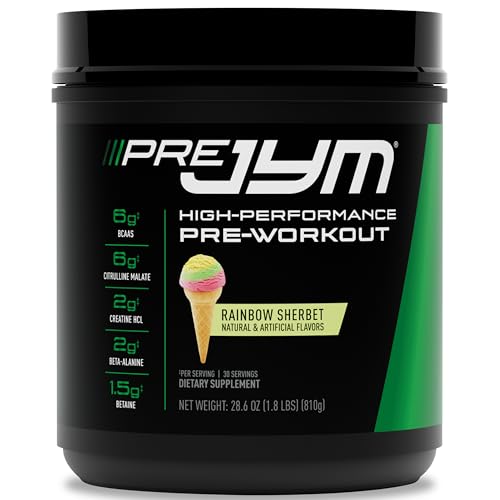 JYM Supplement Science Pre JYM Rainbow Sherbet Pre Workout Powder for Men & Women, BCAAs,