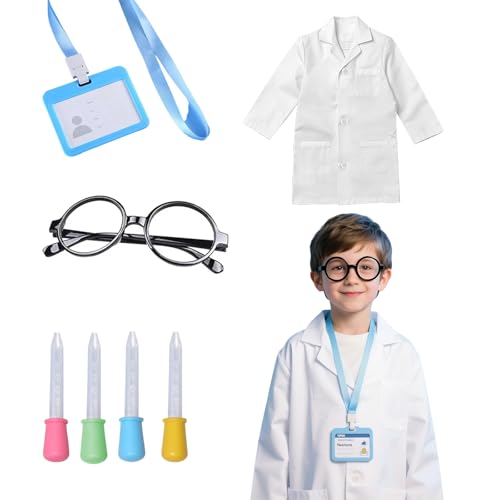 Ya en mundofriki.es: PUERFOCA Disfraz de Científico Infantil, 7 Piezas Bata de Laboratorio con Gotero Gafas Tarjeta de Trabajo, Disfraz de Doctor Disfraces de Carnaval Cosplay