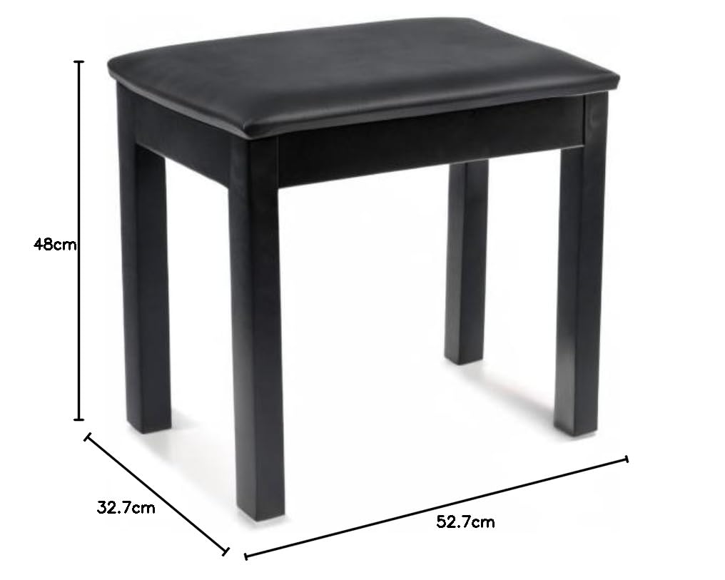 Gator Frameworks GFW-KEYBENCH-WDBKS Deluxe Klavierbank – Holzbank in Schwarz mit aufklappbarem Ablagefach, gepolsterte Sitzfläche, ideal für Piano, Keyboard, Studio & Bühne