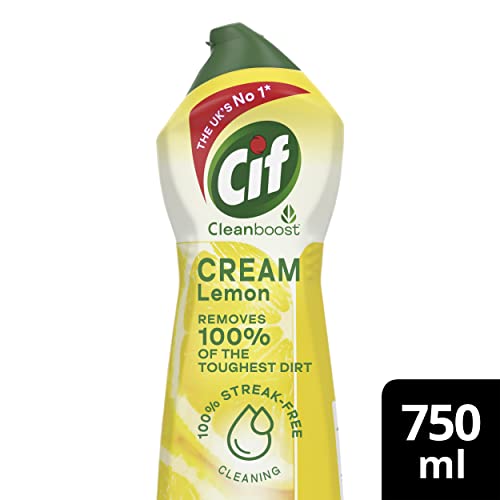 Cif Lemon Cream Cleaner multipurpose surface cleaner with 100% natural cleaning particles removes 100% of the toughest dirt 750 ml - Image 3