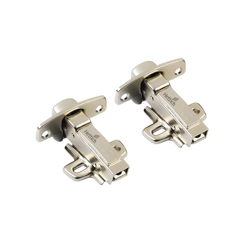 Image of Hettich Sensys 8631i Soft Close 9.5 Crank Thick Door Hinge with Mounting Plate | Nickel Plated | for 15-32mm Doors | Screw-On Overlay | 1 Year Surface Warranty | Pack of 1 (2 Hinges)