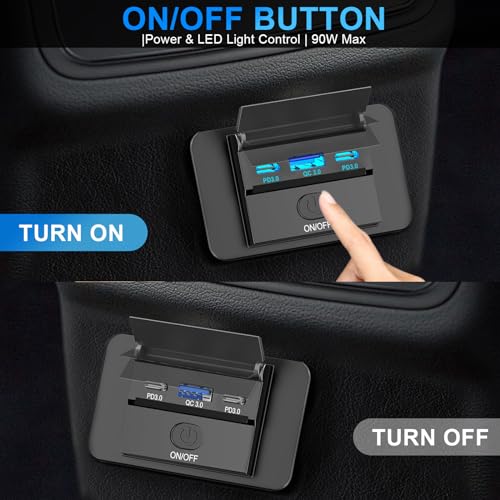 2PCS 3 Ports 12V RV USB Outlet 90W, Dual PD3.0 Type-C Quick Charge 72W & USB QC3.0 18W Panel Wall Mount, Automotive Car USB Socket Charger Adapter for RV Marine Boat Bus ATV Motorcycle Truck - Thumbnail 4