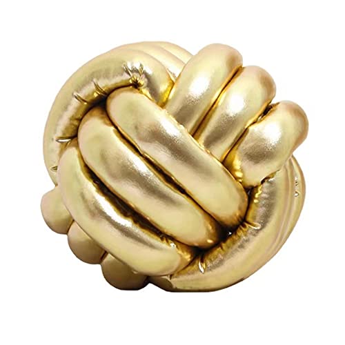 UZTY Knot Ball Pillow Gold,Handmade Round Knot Ball Pillow Pillow Plush Pillow Knotted Pillow,Creative Knotted Throw Pillows (Color : Gold, Size : 8 inch)