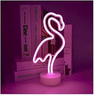 ENOULI Flamingo Neon Light Signs Pink LED Neon Art Decorative with Holder Base Table Light Marquee Signs/Wall Decoration for Kids' Room Birthday Party Light Bar Recreational Wedding Party