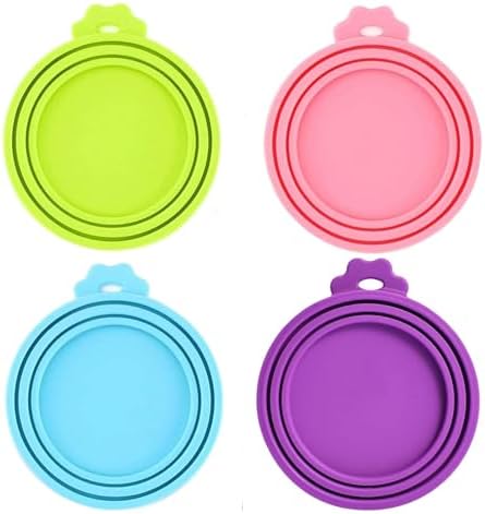 4 Pack Pet Food Can Cover Silicone Can Lids for Dog and Cat Food(...