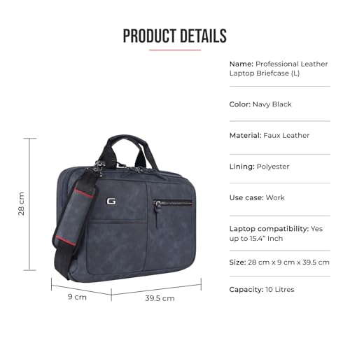 Image of Gear Professional 10L /11 inch Faux Leather Water Resistant Laptop Messenger /Office Bag /Shoulder Bag for Men /Women (Navy - Black)