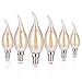 Produktbild ELINKUME Kerze Lampe E14 Glühlampen LED Birne C35 Filament Fadenlampe 600 Lumen 3000K Warmweiß E14 Fassung und 4 Docht, Golden 6er Pack