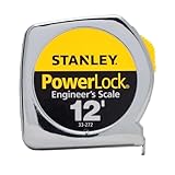 STANLEY PowerLock Tape Measure, Heavy-Duty, Engineer’s Scale with Metal Case, 12-Foot (33-272)