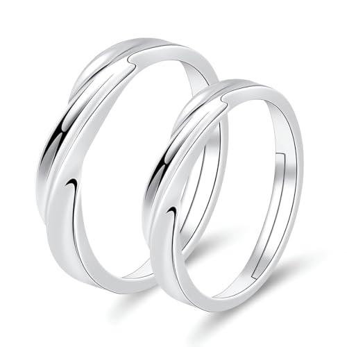 Coppia Anello Argento Sterling Coppia di Anello per Donna Uomo Fedine Fidanzamento Coppia Anelli Fede Nuziale Anello Set Fedine Sposa Anello...