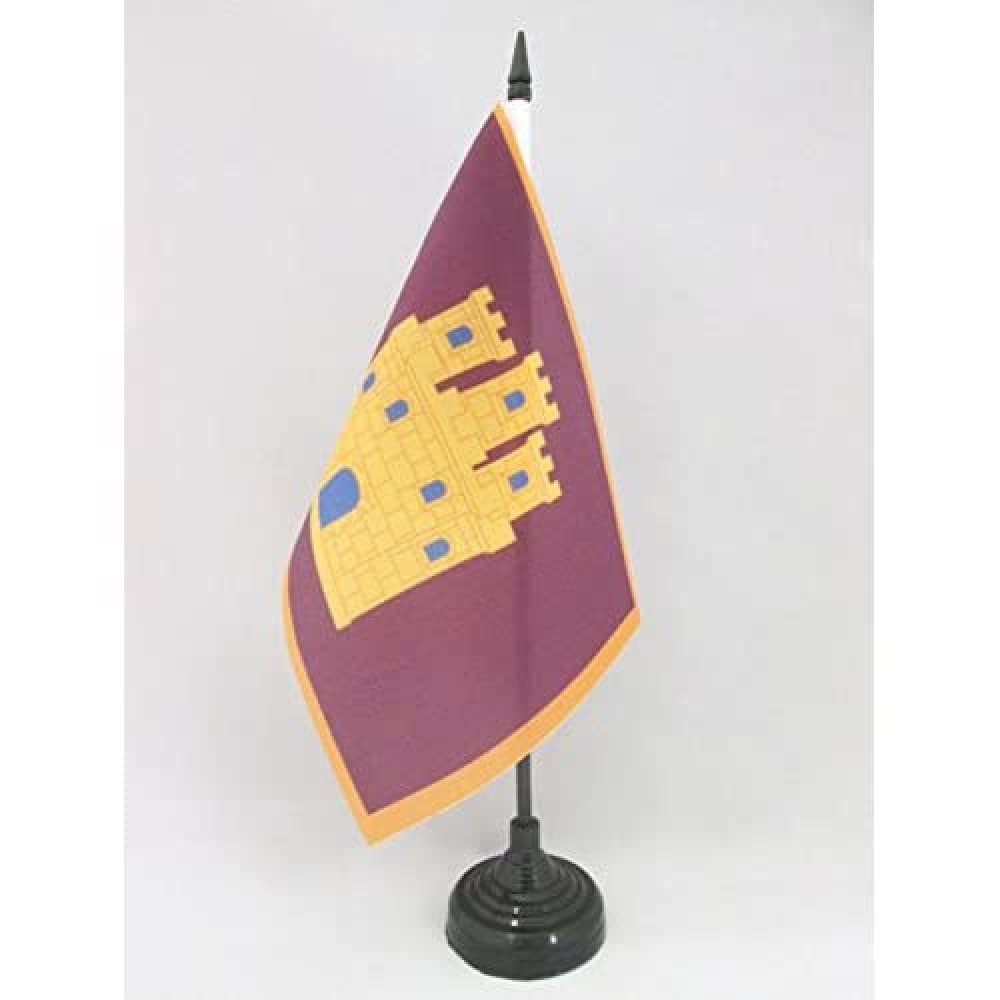 AZ FLAG Castilla Independentist Table Flag 5'' x 8'' - Castillan nacionalist Office Decoration 100% Polyester 21 x 14 cm - Mini Desk Flag with Pole and Black Plastic Base โ image 1