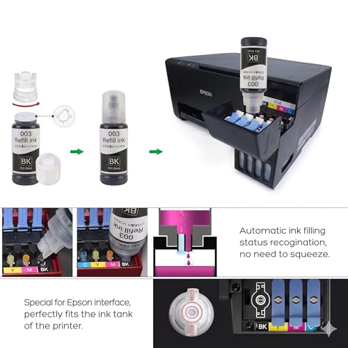Image of Dtron 001 /003 Compatible Refill Ink 5x70mls for Epson L3150 L3110 L3100 L3151 L3152 L1110 L3115 L3116 L3156 L4150 L6170 L4160 L5190 L6190 L6179 Printers (Black-2 Colour-3) Pack of 5