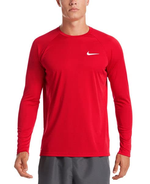 Nike Swim Men's Long Sleeve Hydroguard Swim Shirt University Red Small/University Red
