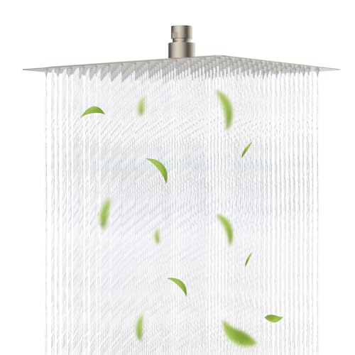 Hibbent All Metal 8 Inch Shower Head, High Pressure Stainless Steel Rain Showerheads, Bathroom Rainfall Showerhead with Ultra-thin Design, Adjustable Brass Ball Joint, Silicone Nozzles, Brus