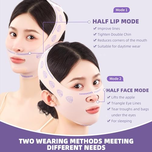 V-Line Face Lifting Tape - Reusable Beauty Face and Chin Lift Mask for Men and Women, Soft High-Elastic Fit, Depuffing and Skin Tightening, Double Chin Strap, Sagging Skin Relief