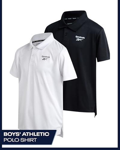 Reebok Boys Polo Shirt - 2 Pack Short Sleeve Collared Polo Shirts School Uniform for Boys - Athletic Performance Golf Shirts2