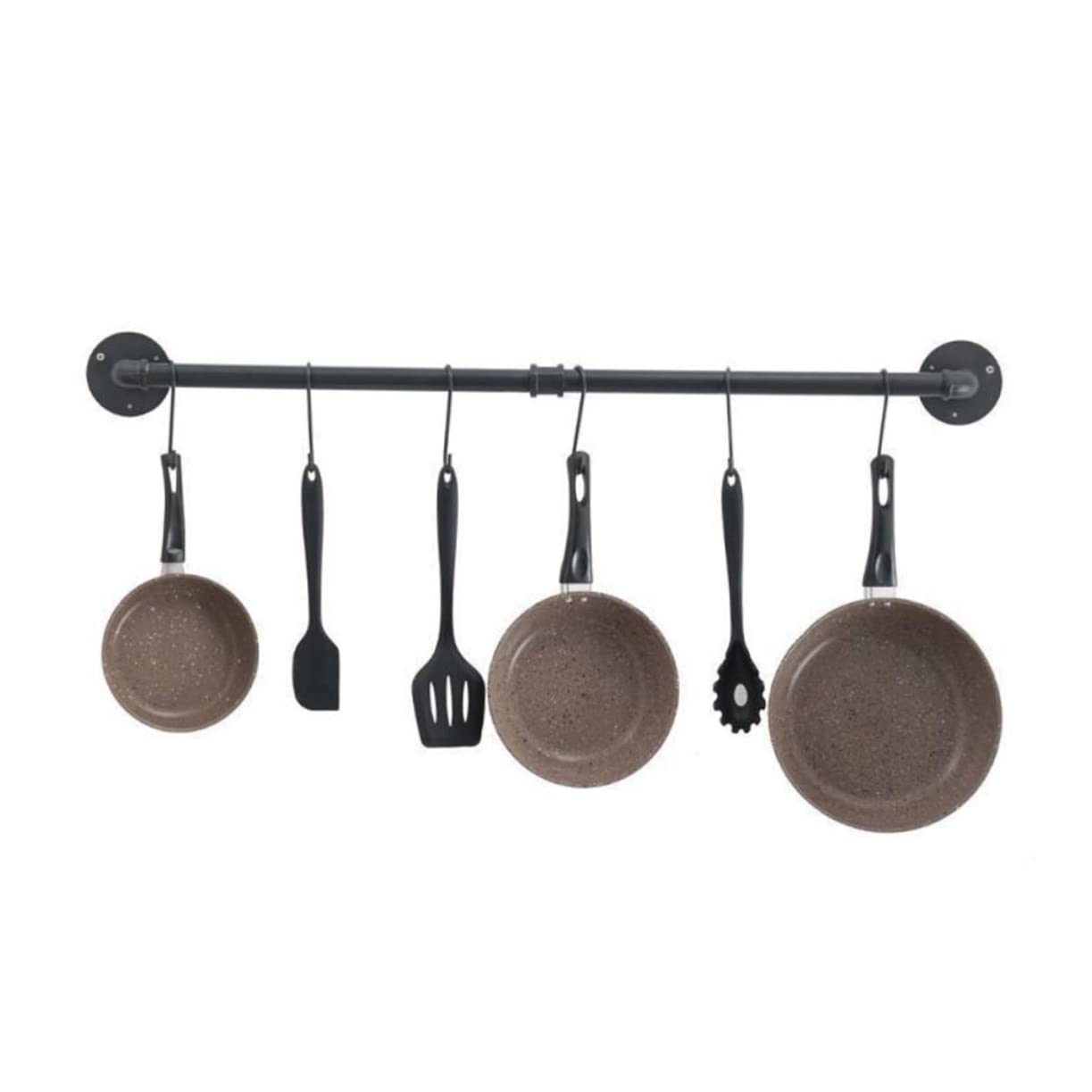 Cabilock Porte-casseroles Mural avec Crochets, Organisateur en Fer Noir