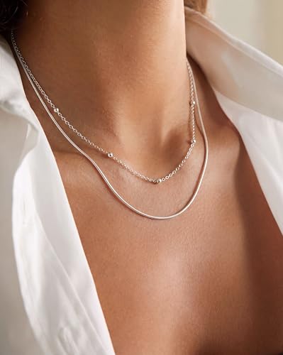 Image of Tewiky Layered Necklaces for Women 14k Gold Plated Chain Necklace Set