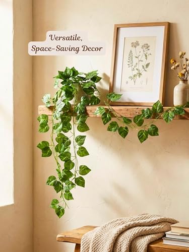 Image of Bombay Greens Artificial Money Plant Vine | Realistic Money Plant Creeper for Wall Hanging, Door, Balcony & Home Office Decor | Artificial Green Hanging Vines for Decoration & Festival - Set of 12
