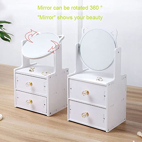 Espejo de maquillaje con cajones y rotación 360° miniatura 6