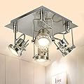 DLLT Modern Track Lighting Fixtures Ceiling, 4-Light Industrial Track Light Fixtures, Adjustable Flush Mount Ceiling Spotlights for Kitchen, Living Room, Hallway, Game Room, GU10 Included Nickel Steel