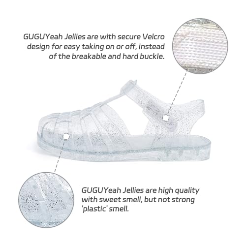 Image of GUGUYeah Jelly Sandals for Girls,Closed Toe Princess Costume Summer Dress Shoes Fisherman Gladiator Water Beach Flat Sandals for Toddler /Little Kid /Big Kid