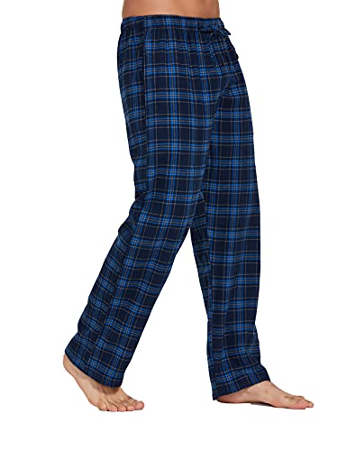 YINC Men's 100% Cotton Super Soft Flannel Pajama Pants,Aqua Grey Tartan, XX-Large2