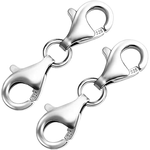 OHINGLT Double Lobster Clasp 925 Sterling Silver Necklace Clasp Classic Double End Design Necklace Clasps and Closures,Necklace Extender Suitable for Jewelry Chain Cover