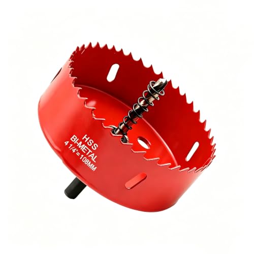 4.25inch (108mm) Hole Saw, HSS Bi-Metal Hole Cutter for Wood, Plywood, Drywall, Plastic, Drywall, Thin Metal Sheets, Smooth Cutting EDG, 4-1/4" Holw Saws