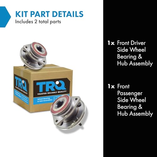 Image of TRQ Front Left and Right Wheel Bearing and Hub Assembly Set 2 Piece Compatible with 1999 Jeep Cherokee with Full Cast Rotors 2000-2001 Cherokee 1999 Wrangler with Full Cast Rotors 2000-2006 Wrangler