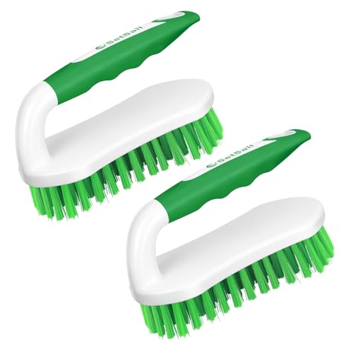 Image of SetSail Scrub Brush, Heavy-Duty Scrub Brushes for Cleaning with Stiff Bristles Cleaning Brush for Shower, Bathroom, Carpet, Kitchen and Bathtub Scrubber - 2 Pack Green