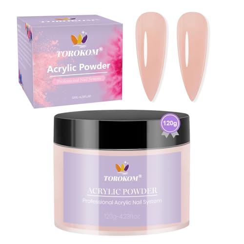 TOROKOM 120g Polvo acrílico - polvo acrílico para uñas Aplicación acrílica para uñas Extensión para uñas Manicura francesa tallado de uñas