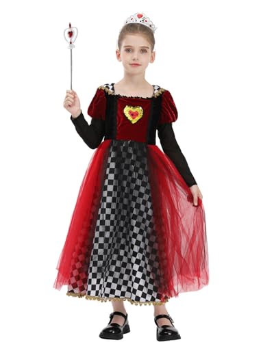 Disfraz Reina de Corazones para Niñas Rojo miniatura 5