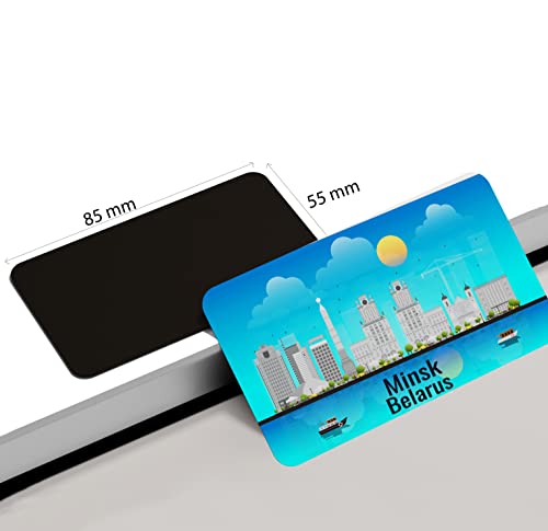 Image of dhcrafts Rectangular Rubber Fridge Magnet /Magnetic Card Blue Belarus Minsk Design Pack of 1 (8.6cm x 5.4cm)