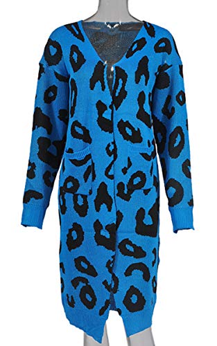 image for Angashion Women's Long Sleeves Leopard Print Knitting Cardigan Open Fr