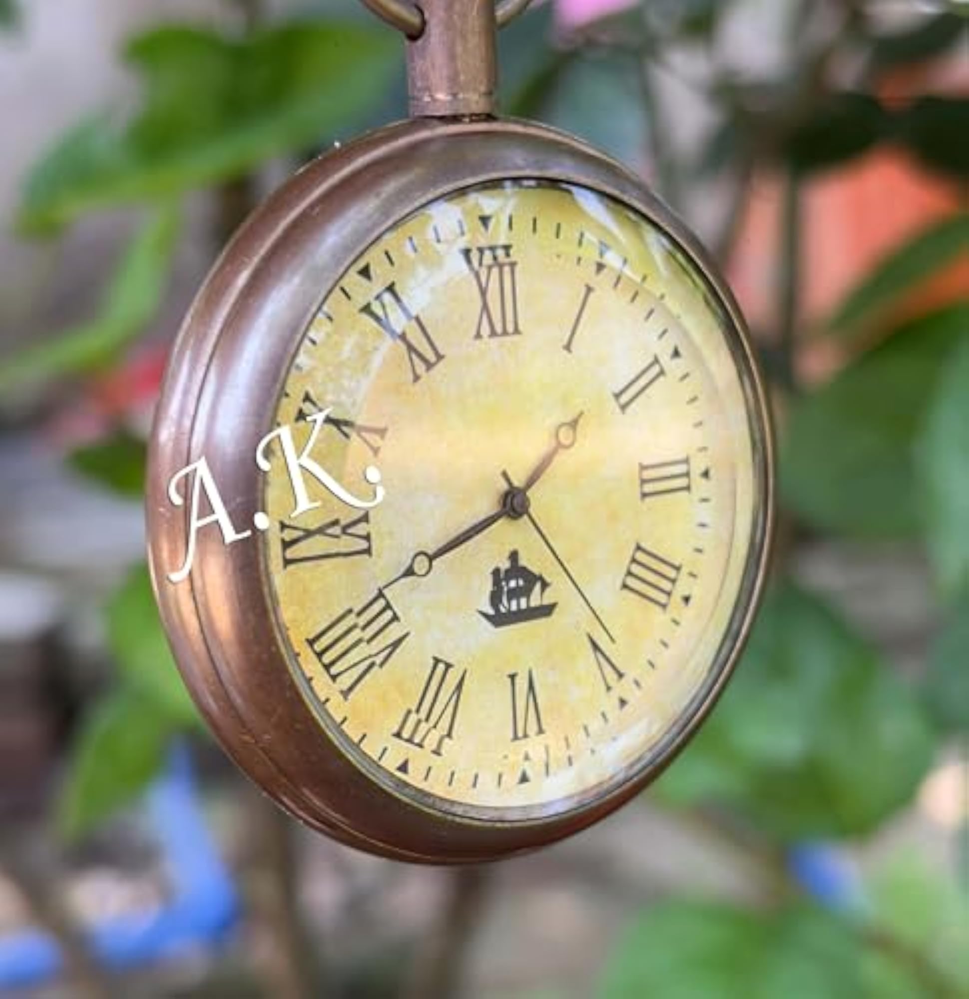 Antique Brass Pocket Watch with Leather Box