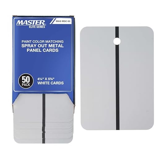 Master Elite Paint Color Matching Spray Out Metal Panel Cards (Pack of 50, White) - Black Strip for Coating Coverage Test, Sheen, Metallic Flow - Check Color Match Accuracy - Automotive Refinishing