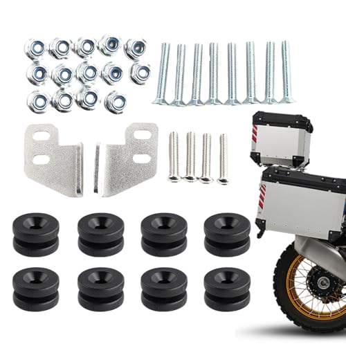 Genérico Kit De Montaje para Maleta Trasera - Accesorios Baúl Moto para Maletas Laterales & Traseras | Incluye Soportes Metálicos + Juntas De Goma + Tornillos | Compatible con Varios Modelos De Moto