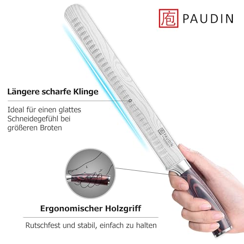 PAUDIN 30cm Profi Tranchiermesser 5Cr15MoV rostfest ergonomischer Holzgriff – Ansicht 5