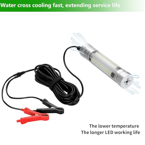 شيتوب مصباح LED لصيد الاسماك تحت الماء، 80 واط فائق السطوع 9600 لومن تيار مستمر 12-24 فولت، مصباح قابل للغمر لجذب طعم الاسماك للقارب وحوض الثلج والكرابي والسنوك والحبار والروبيان (80 واط ضوء اخضر)