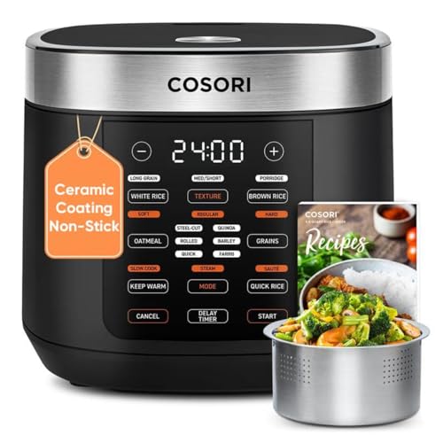 Cosori Rice Cooker 10 Cup, Ceramic Coating Inner Pot, Fuzzy Logic, 18-in-1