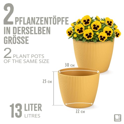 PECZEKO Blumentopf matt, Pflanzkübel aus Übertopf Kunststoff Dekorativer Topf für, groß Pflanzen 2X blumenkübel Set… – Ansicht 5