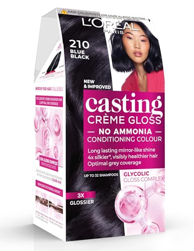 LOréal Paris Casting Crème Gloss Semi-Permanent Hair Dye Radiant & Natural Colour No-ammonia Semi-Permanent Hair Colour Lasts 32 Washes Shade: 210 Blue Black