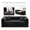 KSTNLUXQ Compression Sofa - 79'' Convertible Sofa Bed, Boneless Couch in a Box, Modular Corduroy Foldable Sleeper Sofa with 2 Pillows, Loveseat Couches for Living Room (Corduroy Fabric, Black) #3