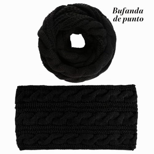 Gorras y bufanda de punto CheChury set de invierno con guantes táctiles 4