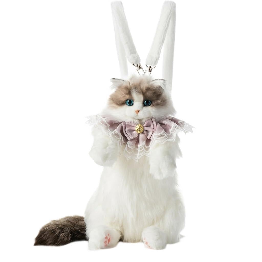 Cat Shape Plush Backpack Bag for Kids & Girls | Soft Animal Backpack with Realistic Cat Design | Cute School, Travel & Outdoor Bag with Sound | Birthday Gift for Toddlers & Kids-image-4