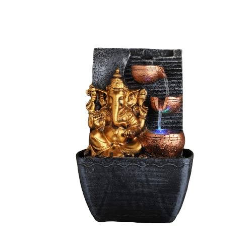 DECORWALE Polyresin Table Top Indoor Outdoor Water Fountain with LED Lights for Home Decor Decoration Showpiece Gift Gifting Items (DW-NEW-02)