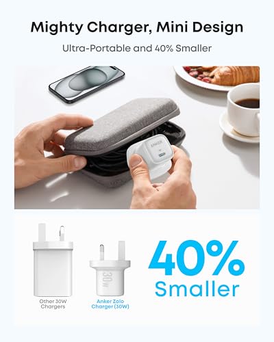 Anker Zolo 30W Compact GaN Charger, PIQ 3.0 PPS Fast Charging, Exclusive Low-Temperature Technology, Ultra-Safe and Portable, For iPhone, iPad, Samsung, Pixel, and More (USB-C Cable Included) - Image 4