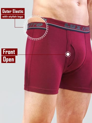 Image of Lux Nitro Men's Interlock Long Trunk | 100% Combed Cotton | Durable & Stretchy Interlock Fabric | Super Soft Waistband | Everyday Comfort Pack of 3