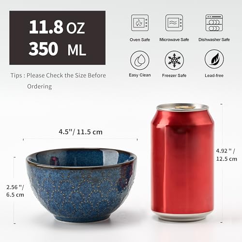 Ceramicbowlssetof445embossmentdesignporcelainsoupcerealricebowlsforkitchen118flozsmallbowlsetforentertainingdinnerhousewarminggiftideablue Urban Country Home Decor Ceramic bowls set of 4 45 embossment design porcelain soupcerealrice bowls for kitchen 118 fl oz small bowl set for entertaining dinner housewarming gift idea blue urban country home decor