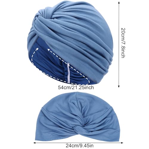 XEPST 4 Pieces Turbans for Women, Soft Pre Tied Knot Turban Head Wraps Chemo Headwear Pleated Beanie Cap Sleep Hat3